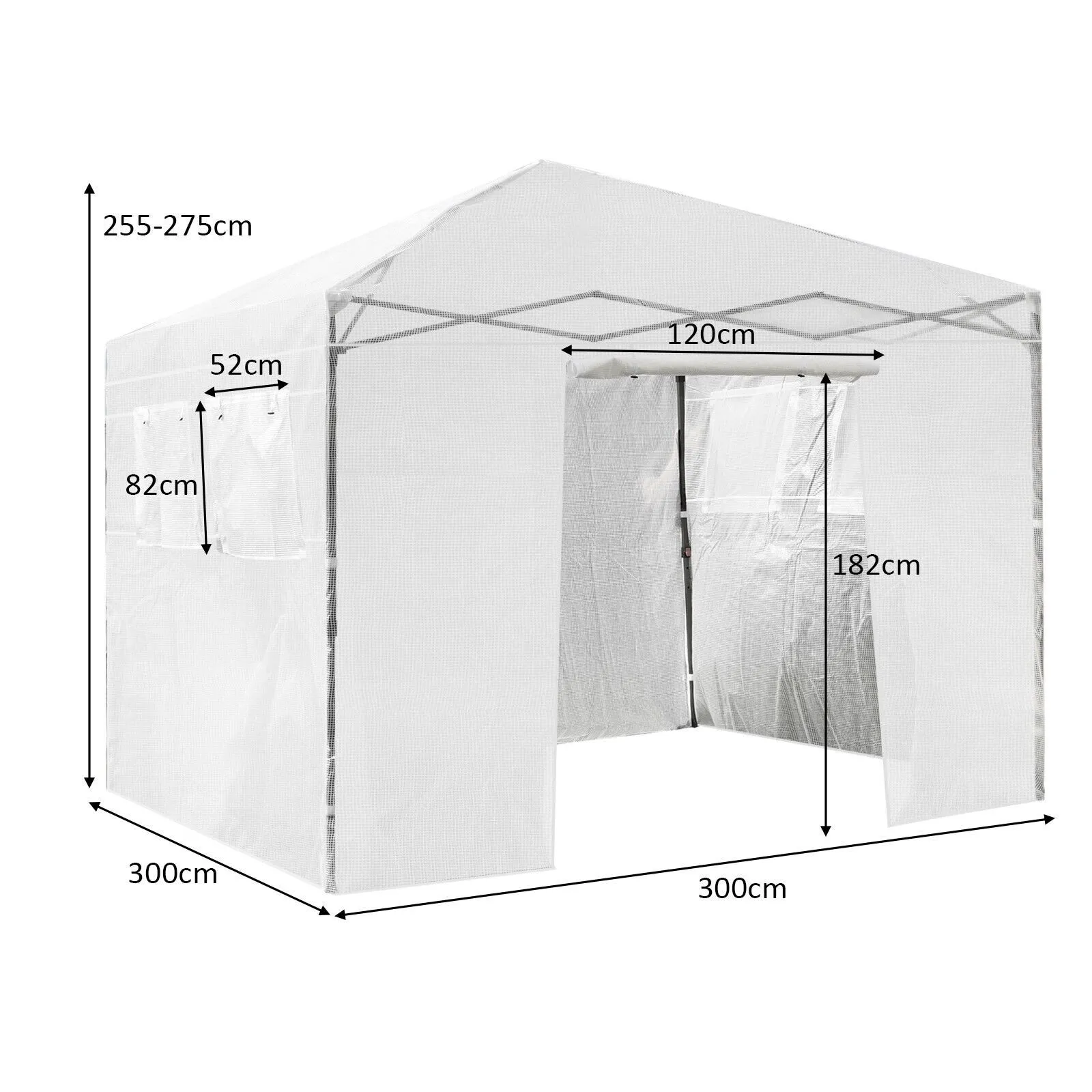 Costway Portable Garden Greenhouse Walk-in Gardening Greenhouse Roll-up Door 4 Windows in White 2