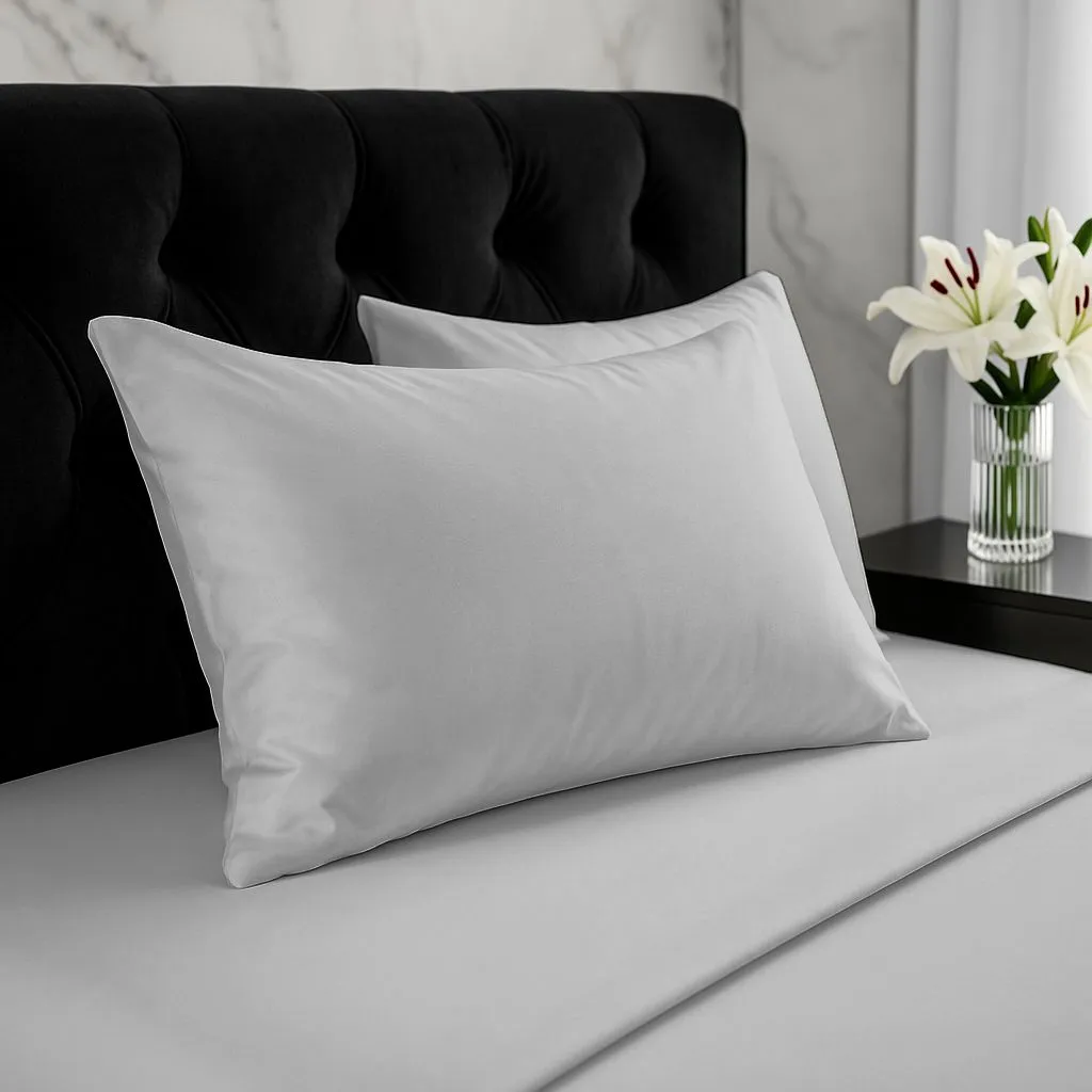 Snug City Microfibre Soft Touch Plain Dyed Housewife Pillowcase Pair in Silver