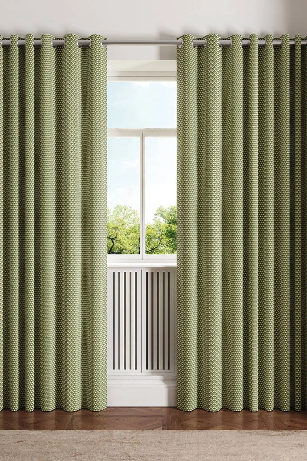 Ted Baker 'Palm Geo' Cotton Lined Curtains in Green