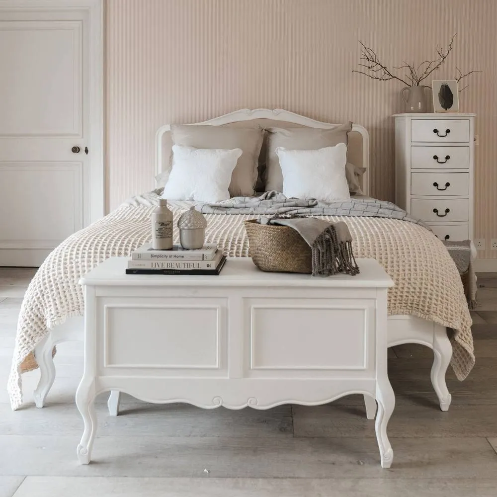 Statement Furniture Juliette French Style 4ft6 Double Bed with Upholstered Headboard in White