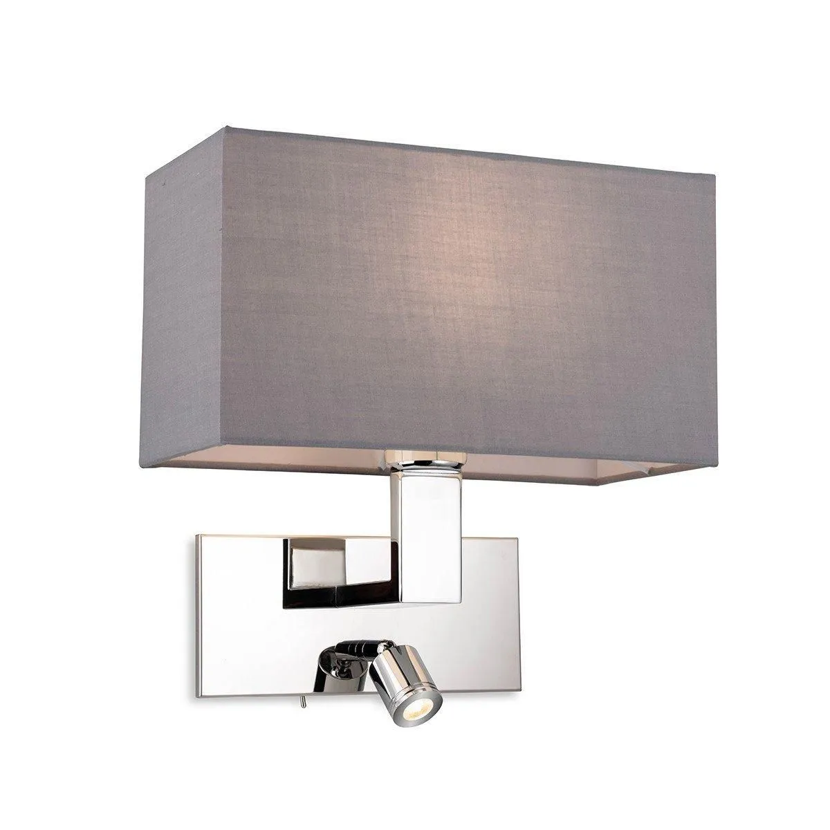 Netlighting Raffles Wall Lamp with Adjustable Switched Reading Light Chrome with Grey Shade