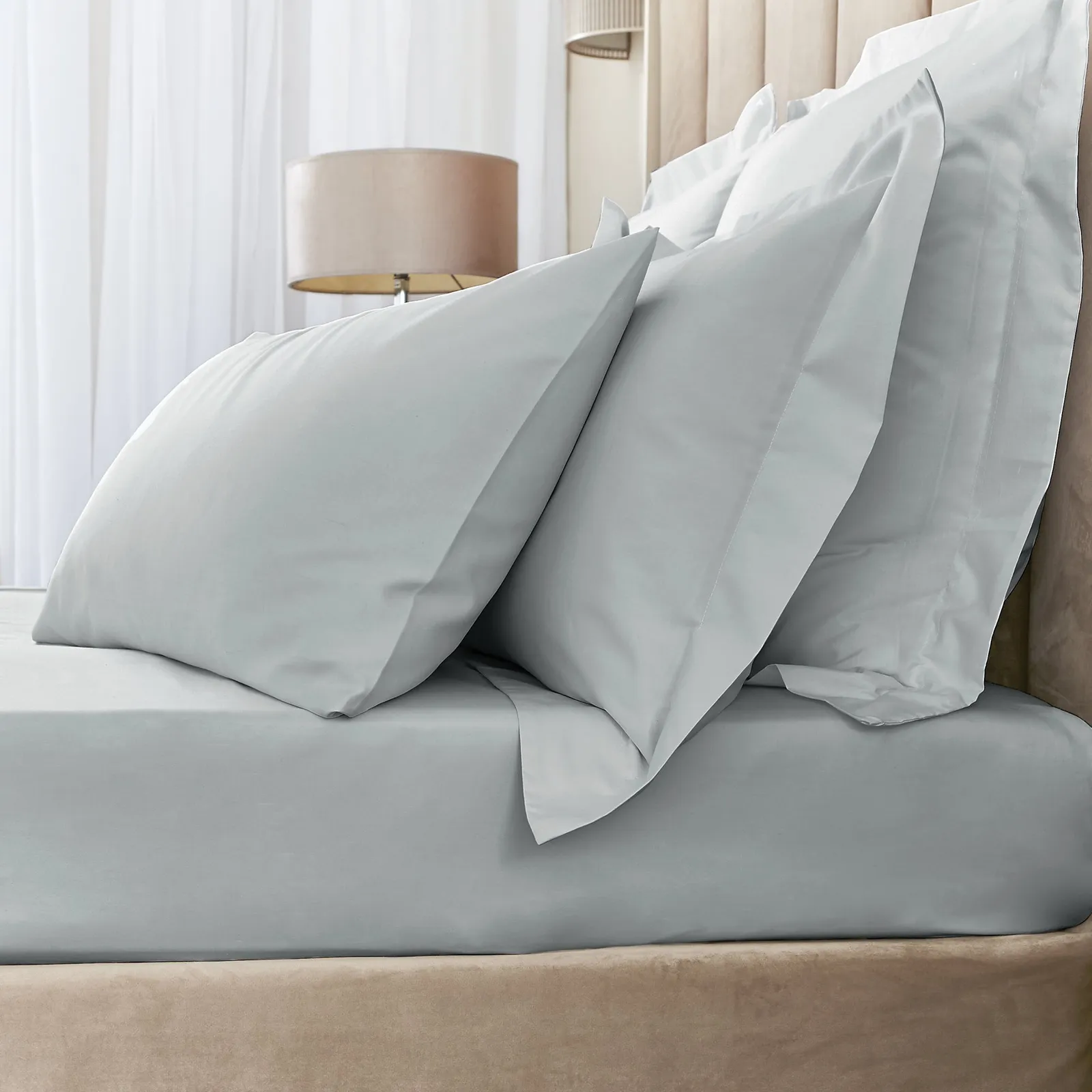 Hotel Egyptian Cotton 230 Thread Count Sateen Fitted Sheet Silver