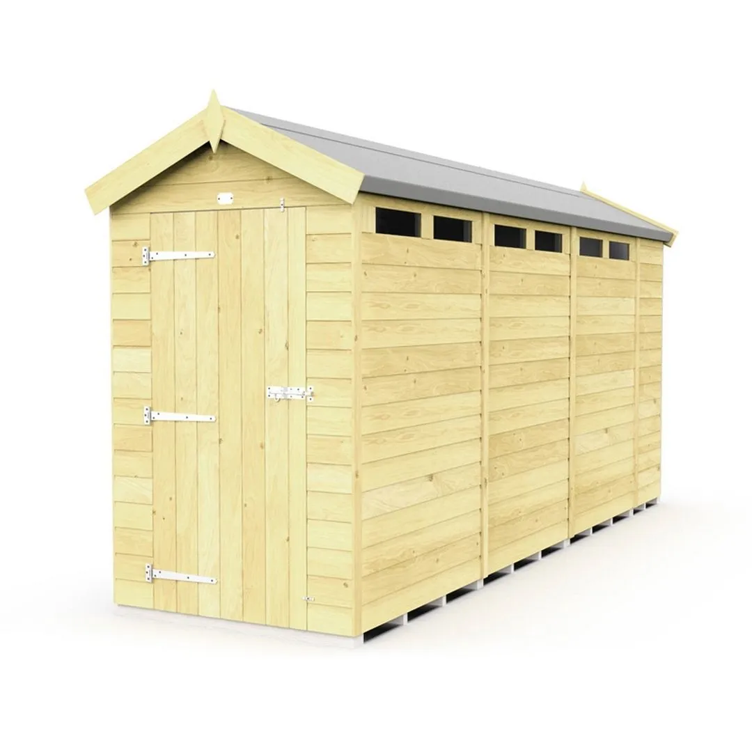Buttercup Farm 4 x 15 Feet Apex Security Shed - Single Door - L454 x W118 x H217 cm in Brown
