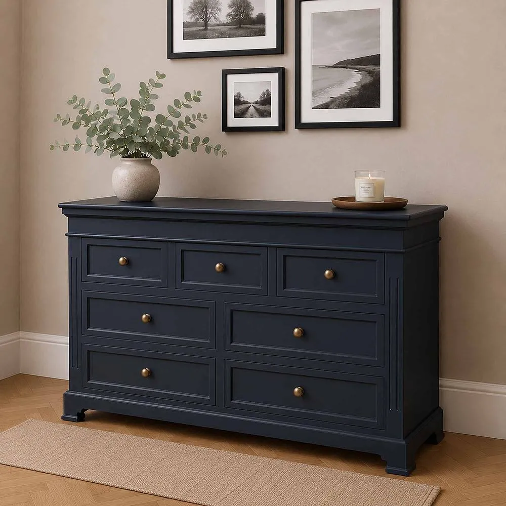 Melody Maison Large Navy Black 7 Drawer Chest Of Drawers - Daventry Navy Black Range 2