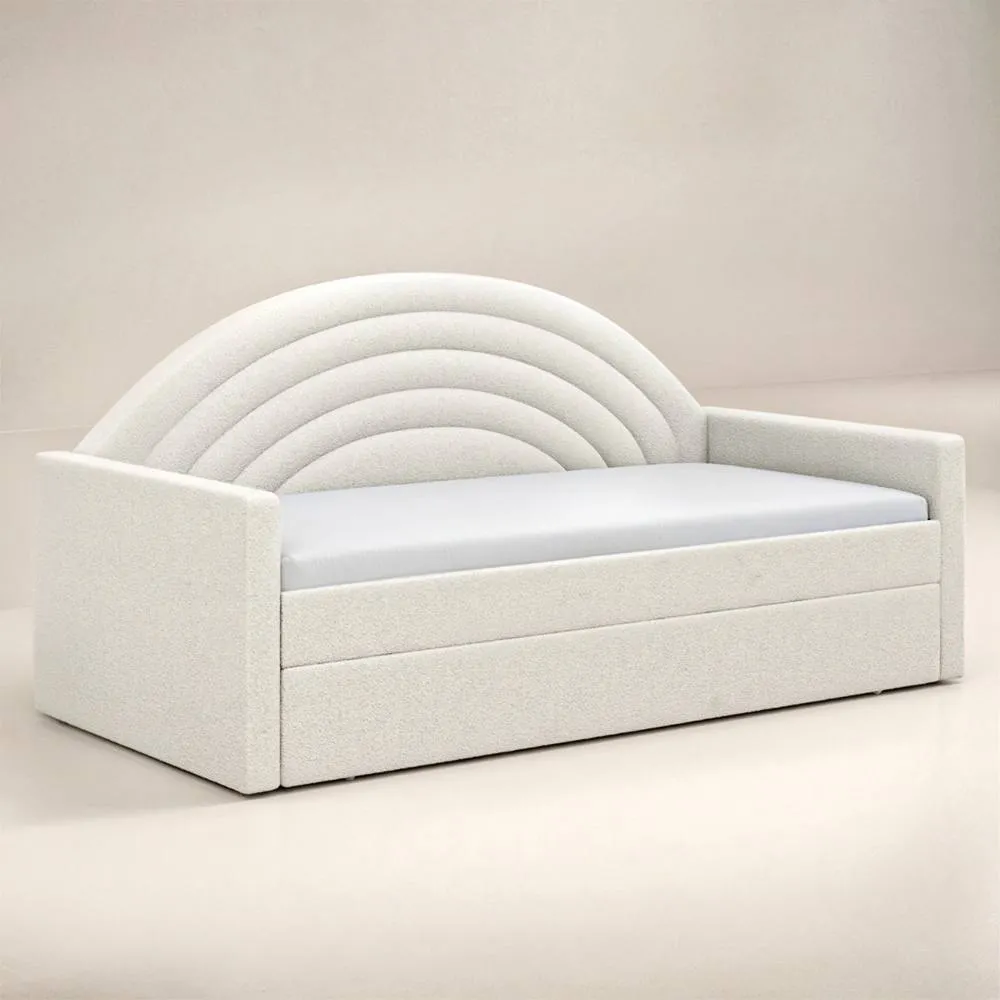 Flair Noa Rainbow Day Bed with Trundle Beige Teddy Fabric 4