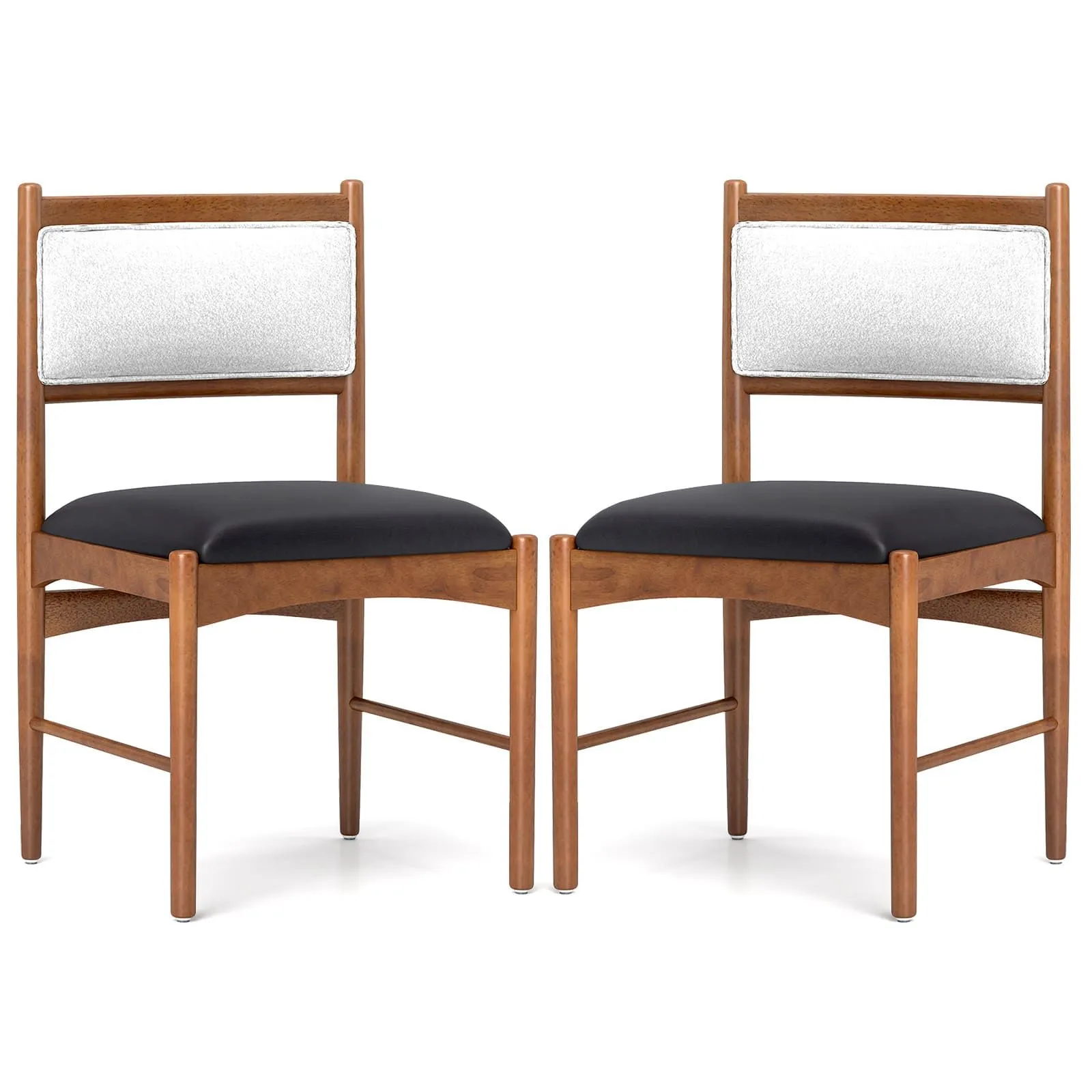 Costway Wooden Dining Chair Set of 2 Upholstered Kitchen Chairs-Brown in Brown