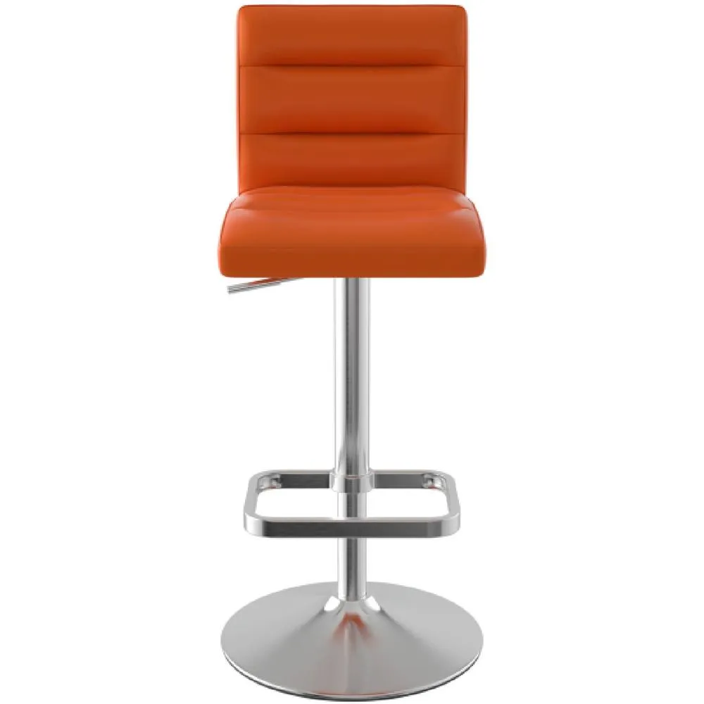 netfurniture Swank Brushed Steel Bar Stool With Faux Leather Padded Seat Orange 2