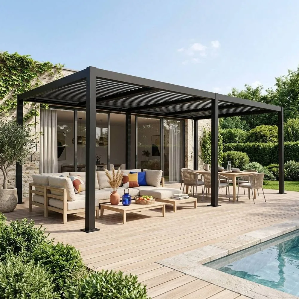 sweeek Louvered pergola aluminium & steel 6 x 3m in Black 3