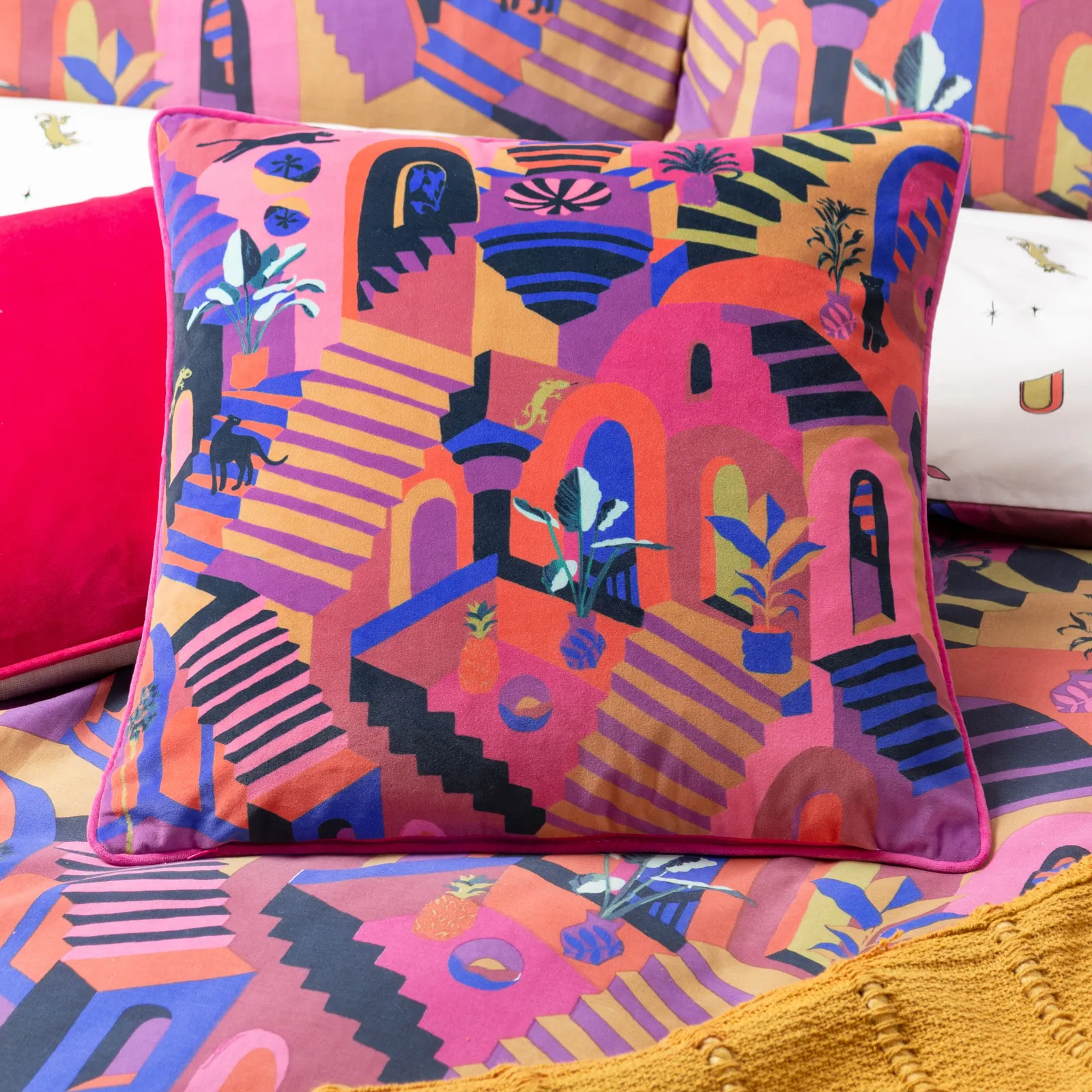 Furn Eivissa Embroidered Velvet Cushion