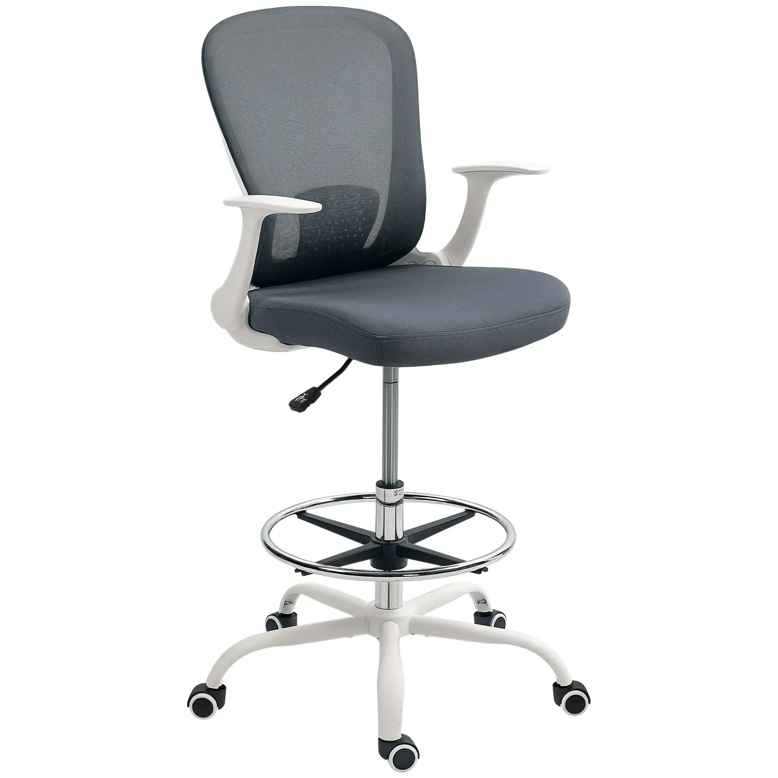 HOMCOM Mesh Draughtsman Chair, Ergonomic Drafting Chair in Grey 2