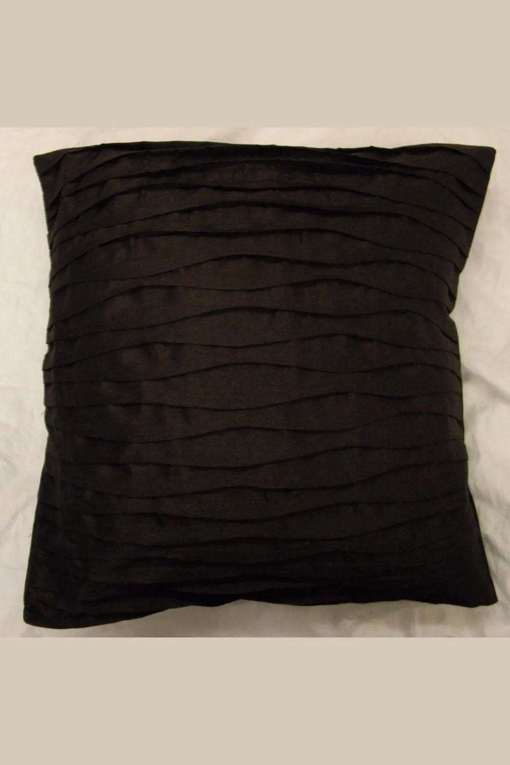 HomeSpace Direct Lyon Pleated Faux Silk Scatter Cushion Cover in Chocolate