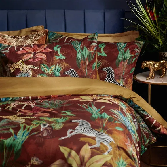 Wylder Aranya Velvet Duvet Cover & Pillowcase Set, Rust 2