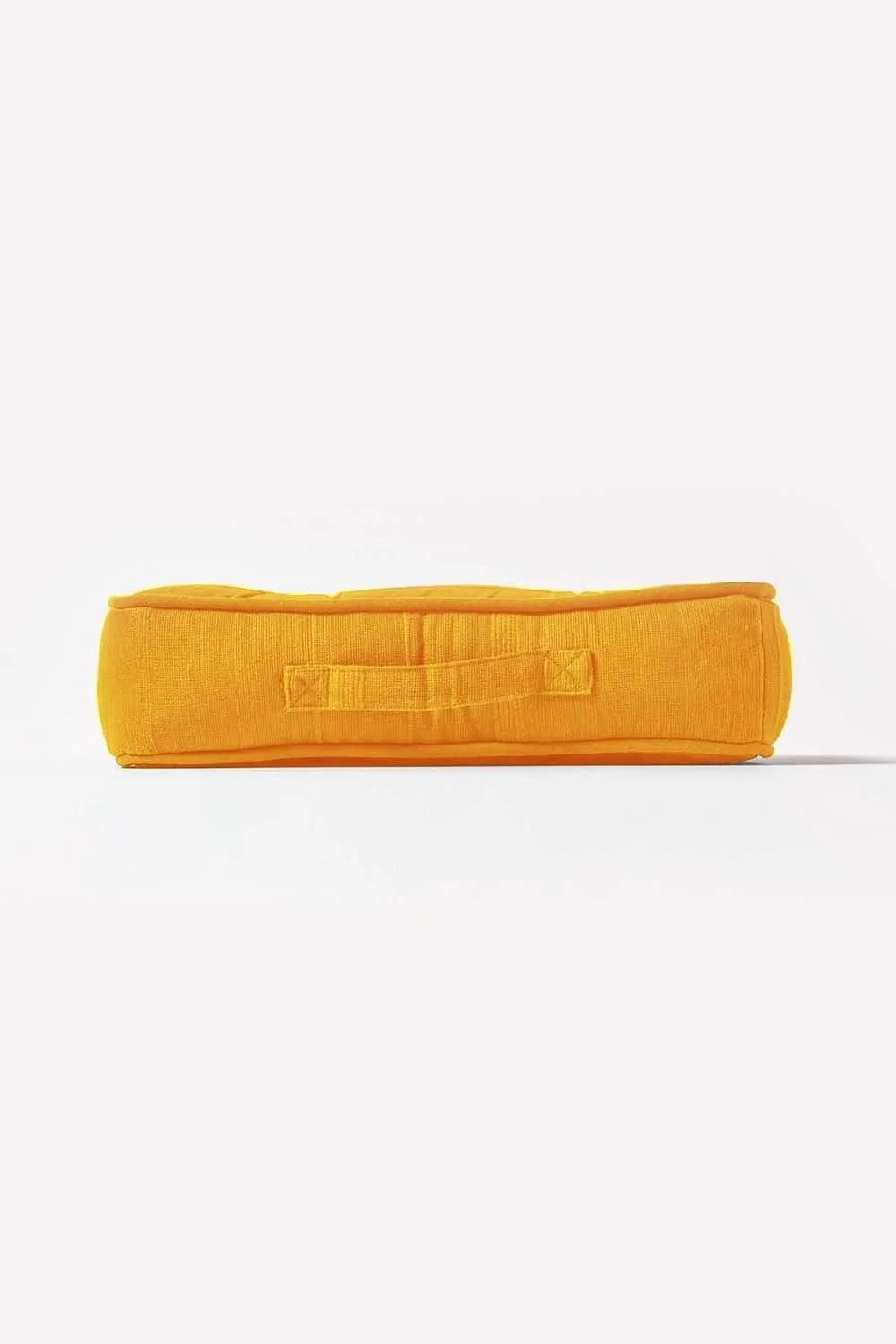 Homescapes Rajput Ribbed Cotton Floor Cushion in Bright Yellow 5