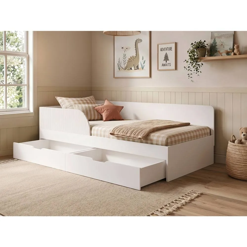 Flair Aris Single Montessori Bed with Storage Drawers in White 3