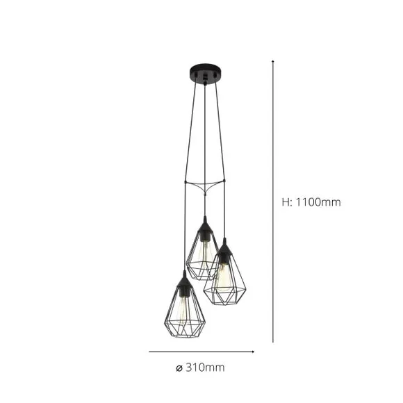 EGLO Tarbes Industrial 3 Light Adjustable Cluster Ceiling Light 4