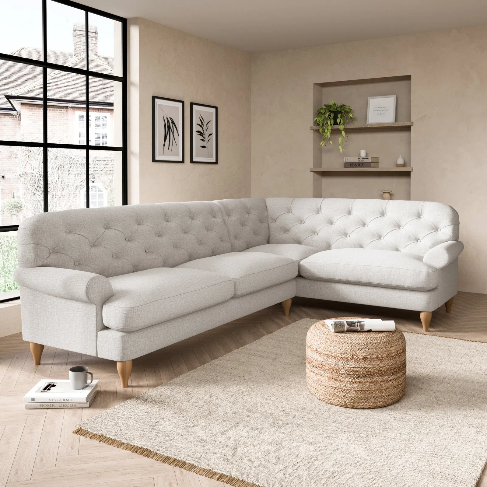Canterbury Textured Weave Right Hand Corner Sofa Textured Weave Sandstone