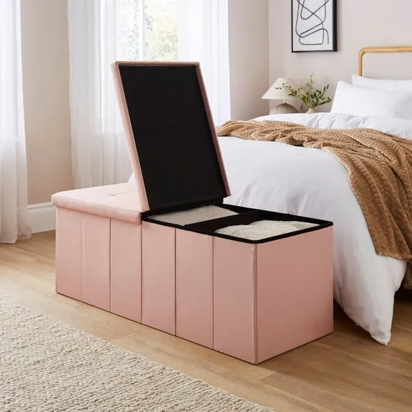 Faux Linen Bed Ottoman 2
