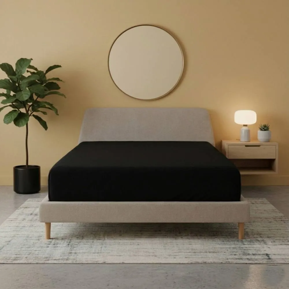 Snug City Flannelette Fitted Sheet Soft Brushed Cotton Bedding Warmth Comfort in Black