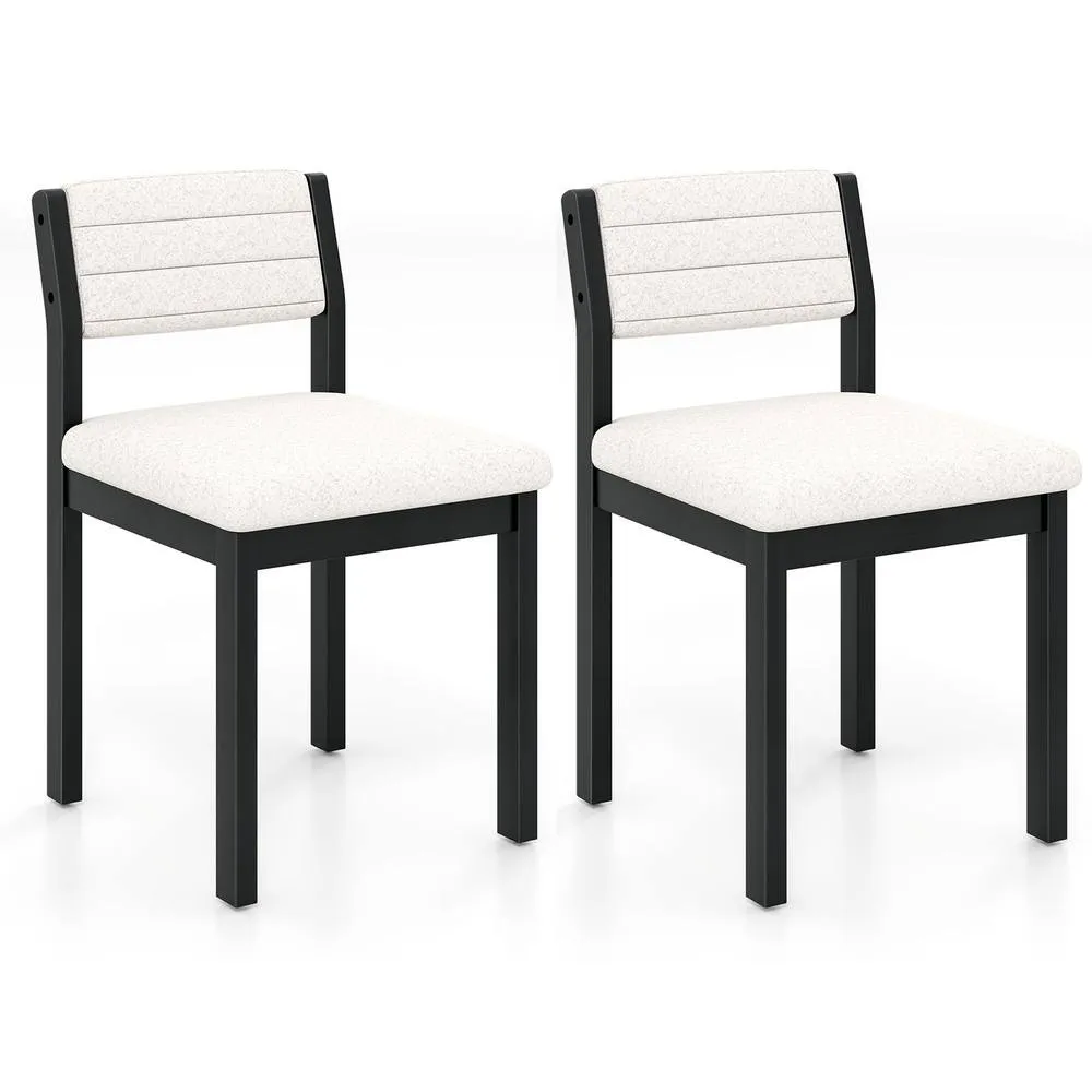 Costway 2 Pcs Imitation Lamb Fleece Home Chair Modern Dining Chairs in White