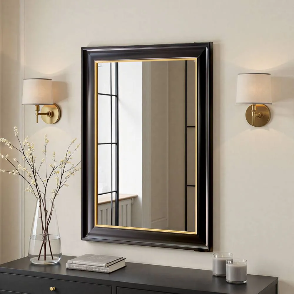 Yearn Mirrors Georgian Black Gold Framed Bevelled Mirror 2