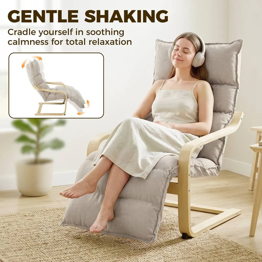 HOMCOM Lounge Chair with Wooden Frame for Living Room, Bedroom, Light Brown 6