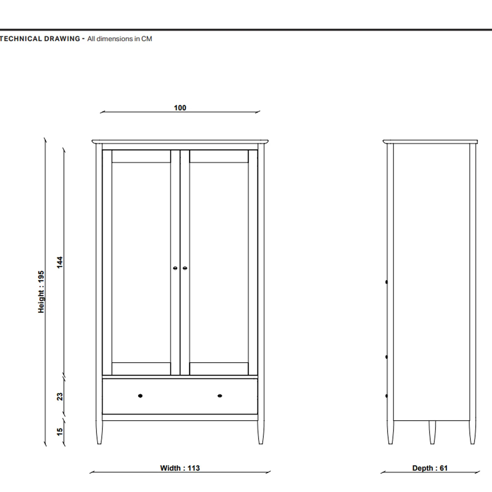 Ercol Teramo 2 Door Wardrobe, Brown Oak | Barker & Stonehouse 4
