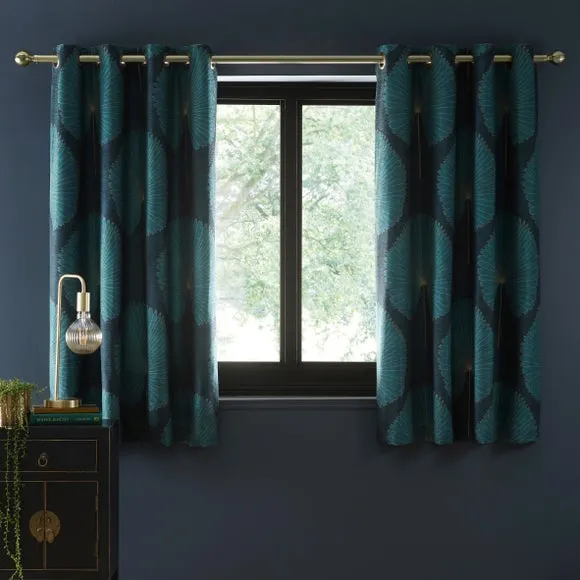 Chenille Oriental Fan Eyelet Curtains 5