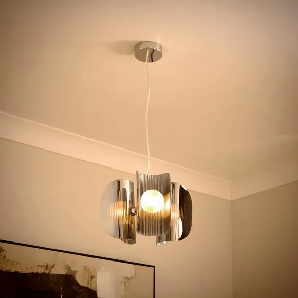 Curve Ribbed 3 Light Adjustable Pendant Light 2