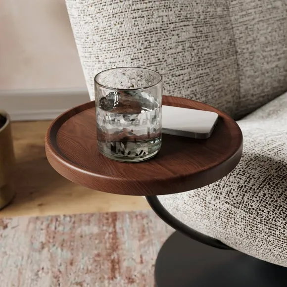 Junia Luxe Boucle Swivel Chair with Table 3