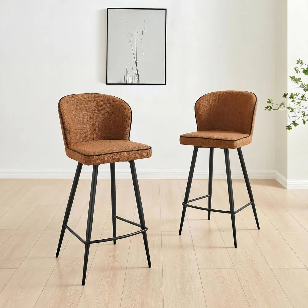 FurnitureboxUK 2x Catriona Terracotta Orange Fabric Bar Chairs 2