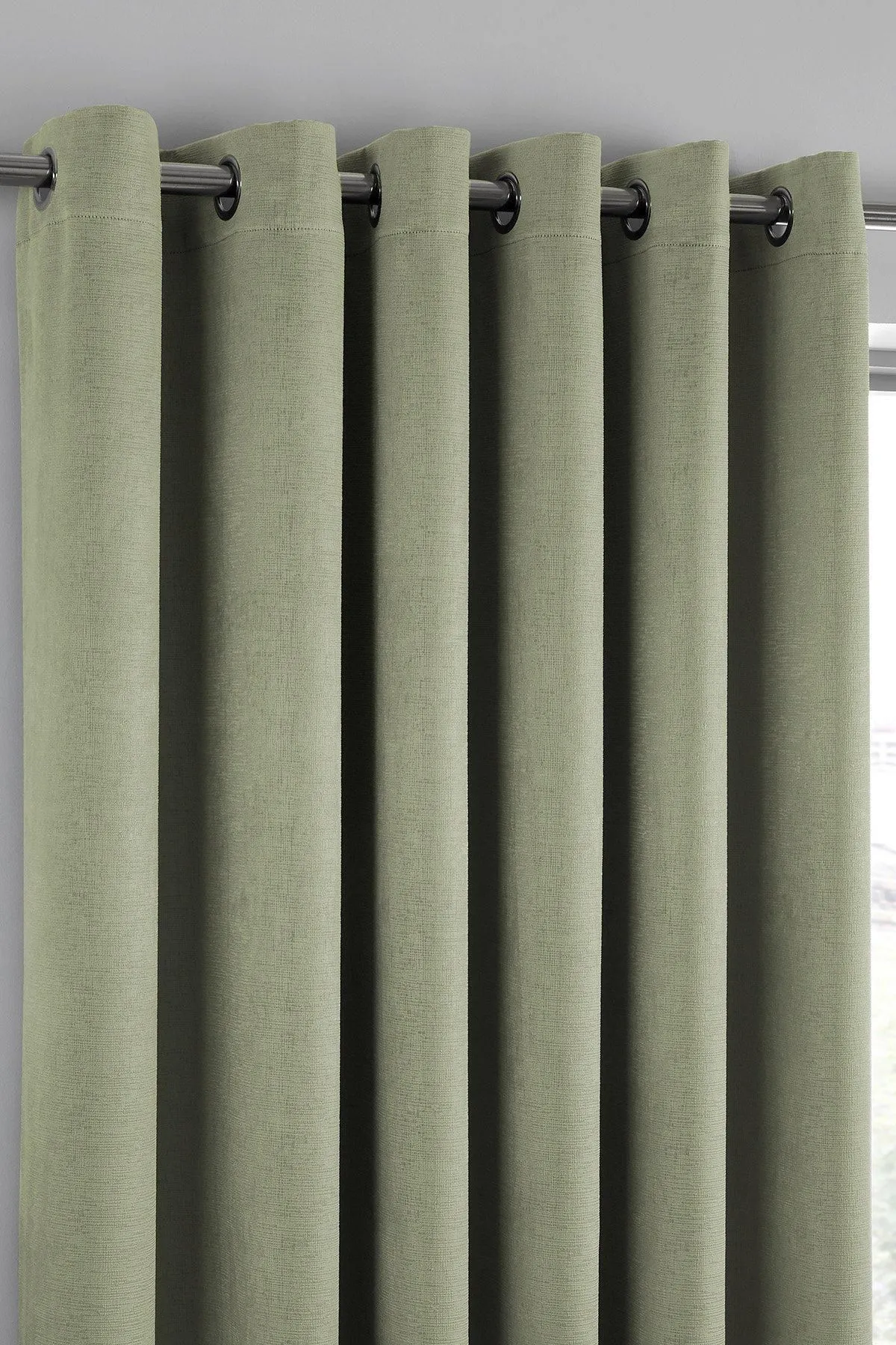 Fusion 'Strata' Triple-Woven Dimout Eyelet Curtains in Green 2