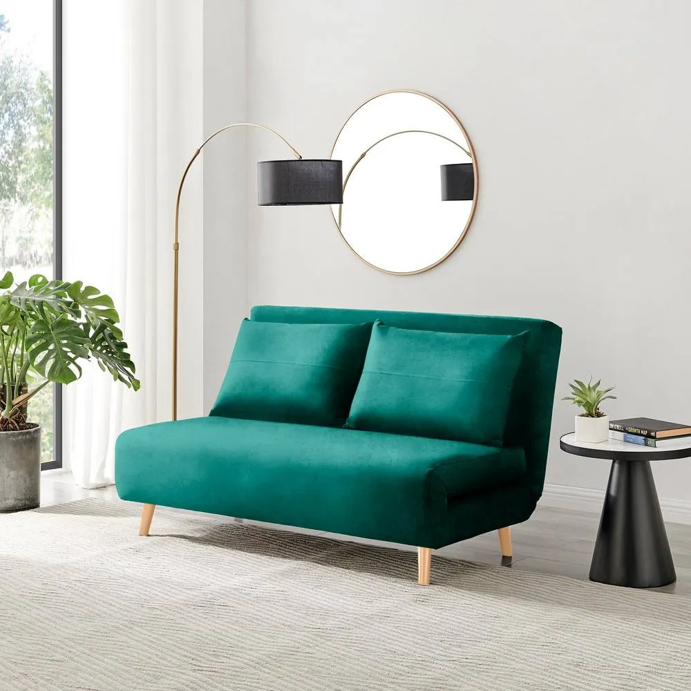 FurnitureboxUK Bobby Velvet Folding Sofa Bed in Green