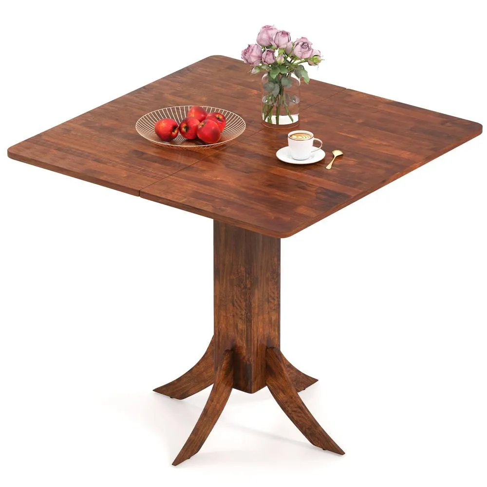 Costway 33" Wooden Kitchen Table Square Dining Table w/ Pedestal Base-Walnut in Brown