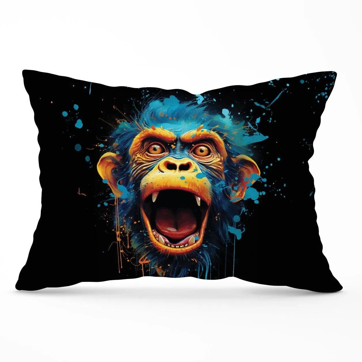 Warren Reed - Designer Crazy Monkey face Splashart Cushions in Blue