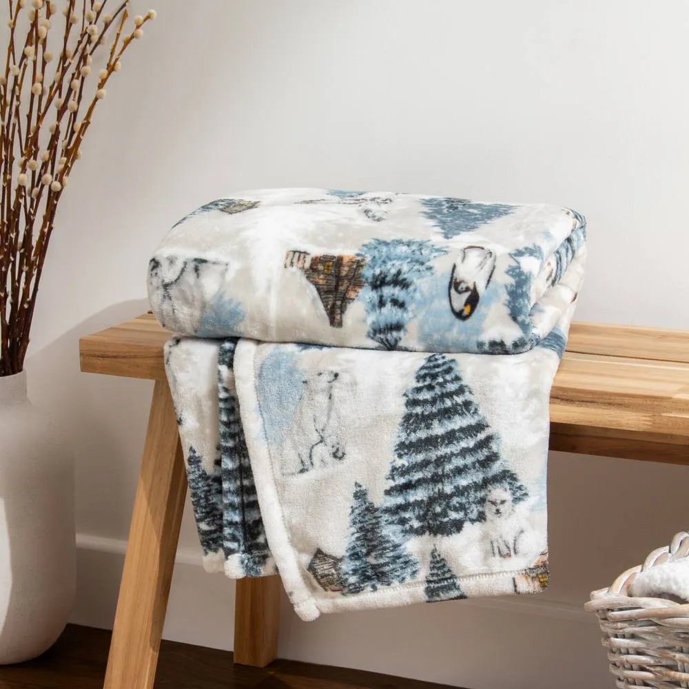 Furn Arcticus Christmas Soft Fleece Throw in White
