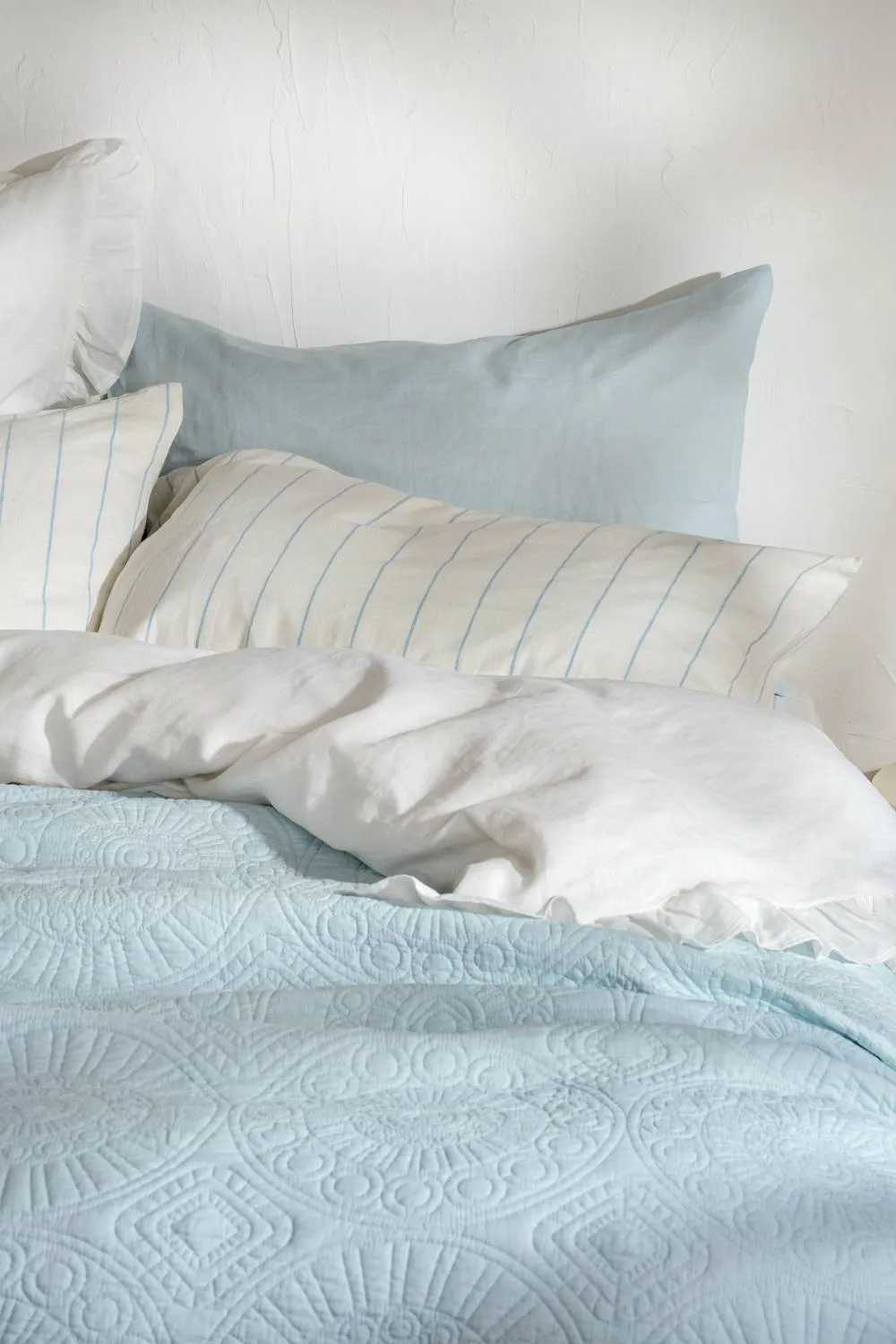 Soak&Sleep Quilted Cotton Bedspread in Light Blue 2
