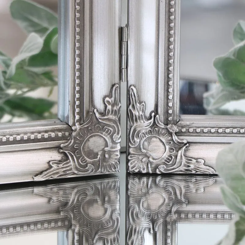 Melody Maison Ornate Vintage Silver Triple Dressing Table Mirror 55cm X 74cm 4