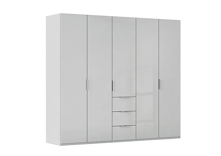 Formes 5 Door Bifold Combi Glass Wardrobe - Silk Grey/Silk Grey Front