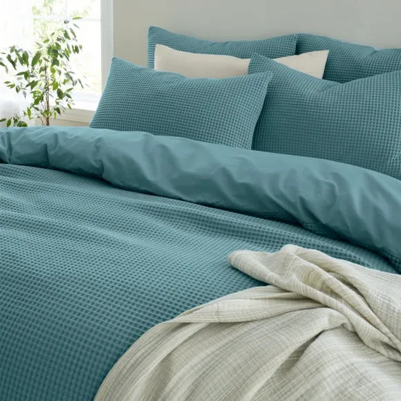 Ashton Waffle 100% Cotton Duvet Cover & Pillowcase Set 4