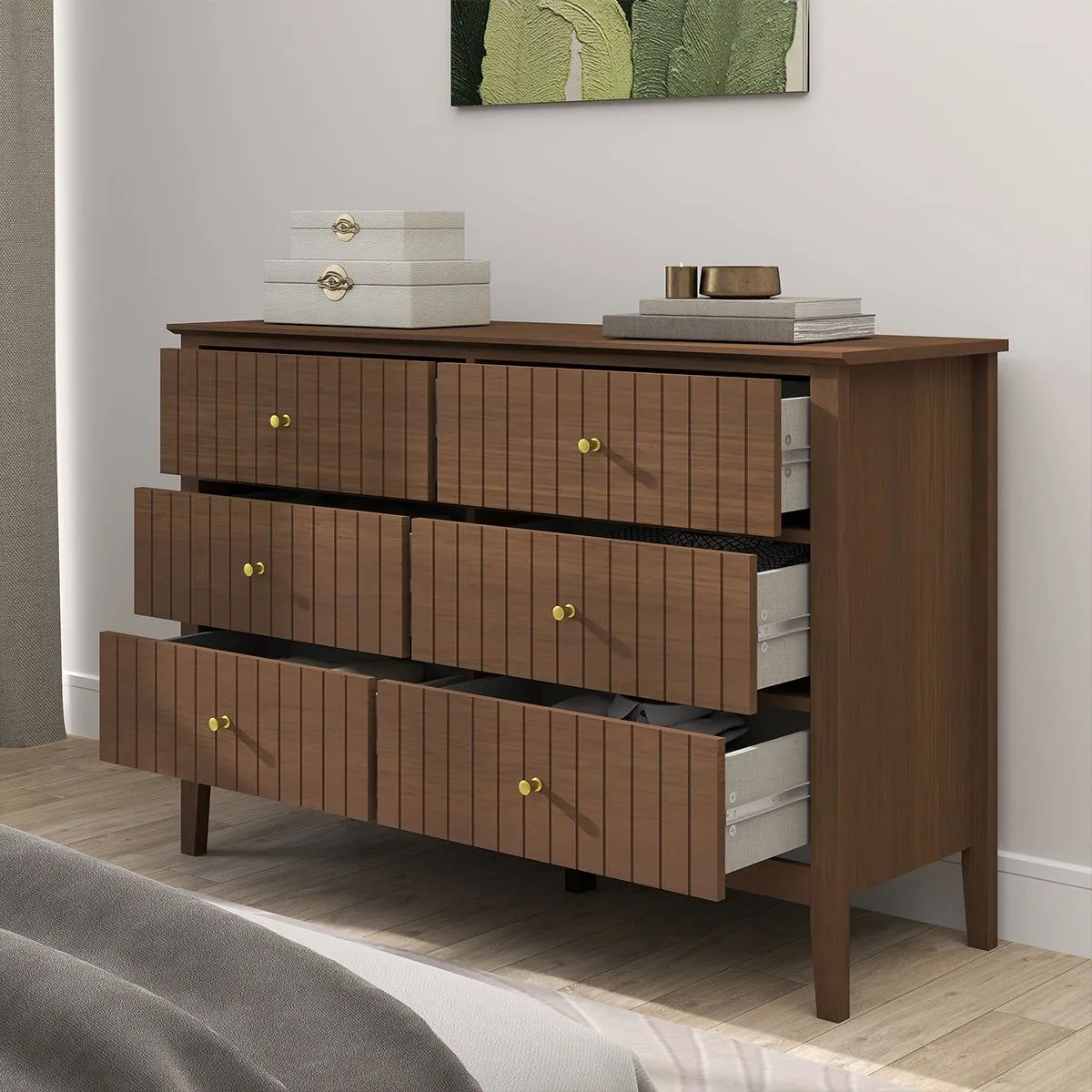 Melody Maison Large 6 Drawer Chest Of Drawers - Hales Dark Wood Range in Brown 2