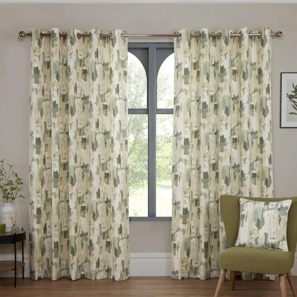 Sundour Bamford Eyelet Curtains in Green 1