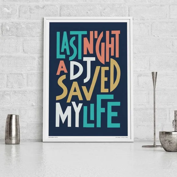 Sketchbook Design Last Night a DJ Saved My Life Framed Print