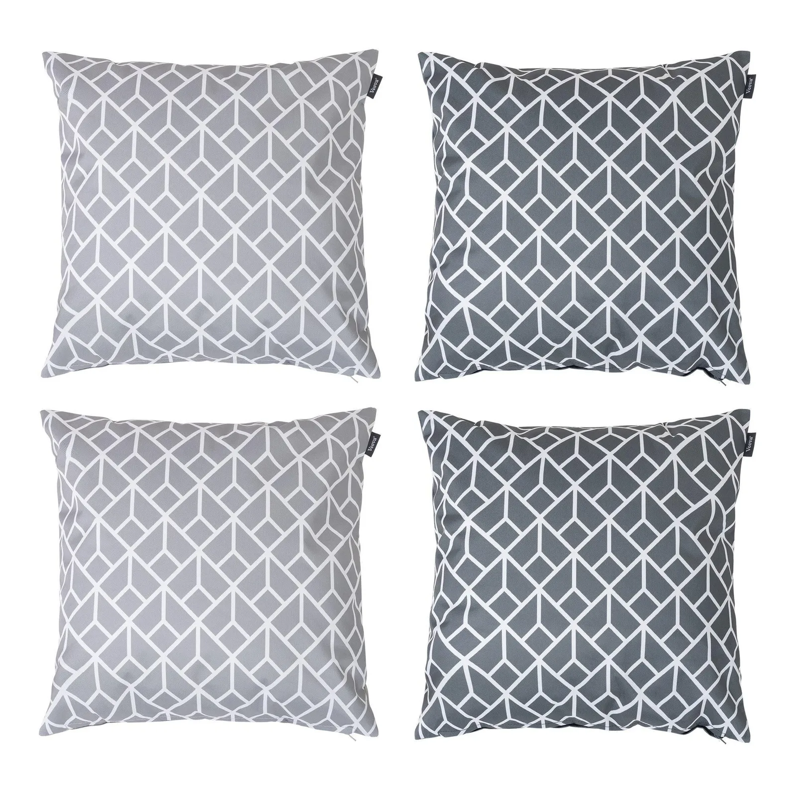icon Indoor & Outdoor Waterproof Cushion Set of 4 Teal Grey Geometric Waterproof Cushion