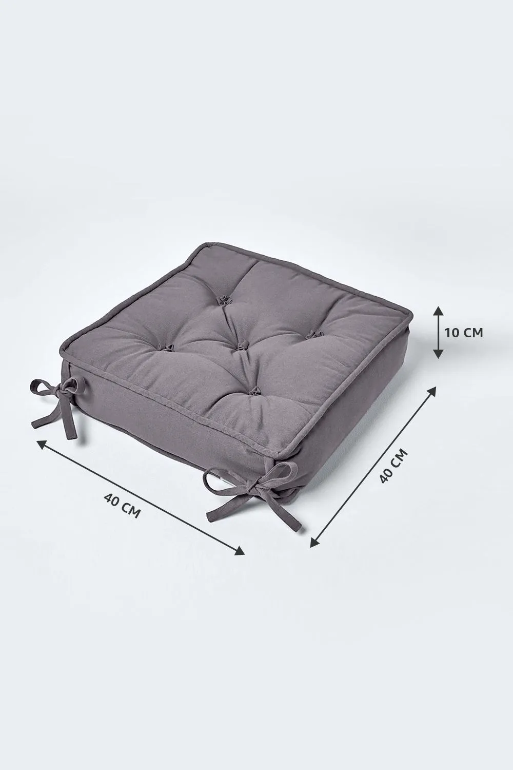 Homescapes Cotton Dining Chair Booster Cushion in Charcoal 2