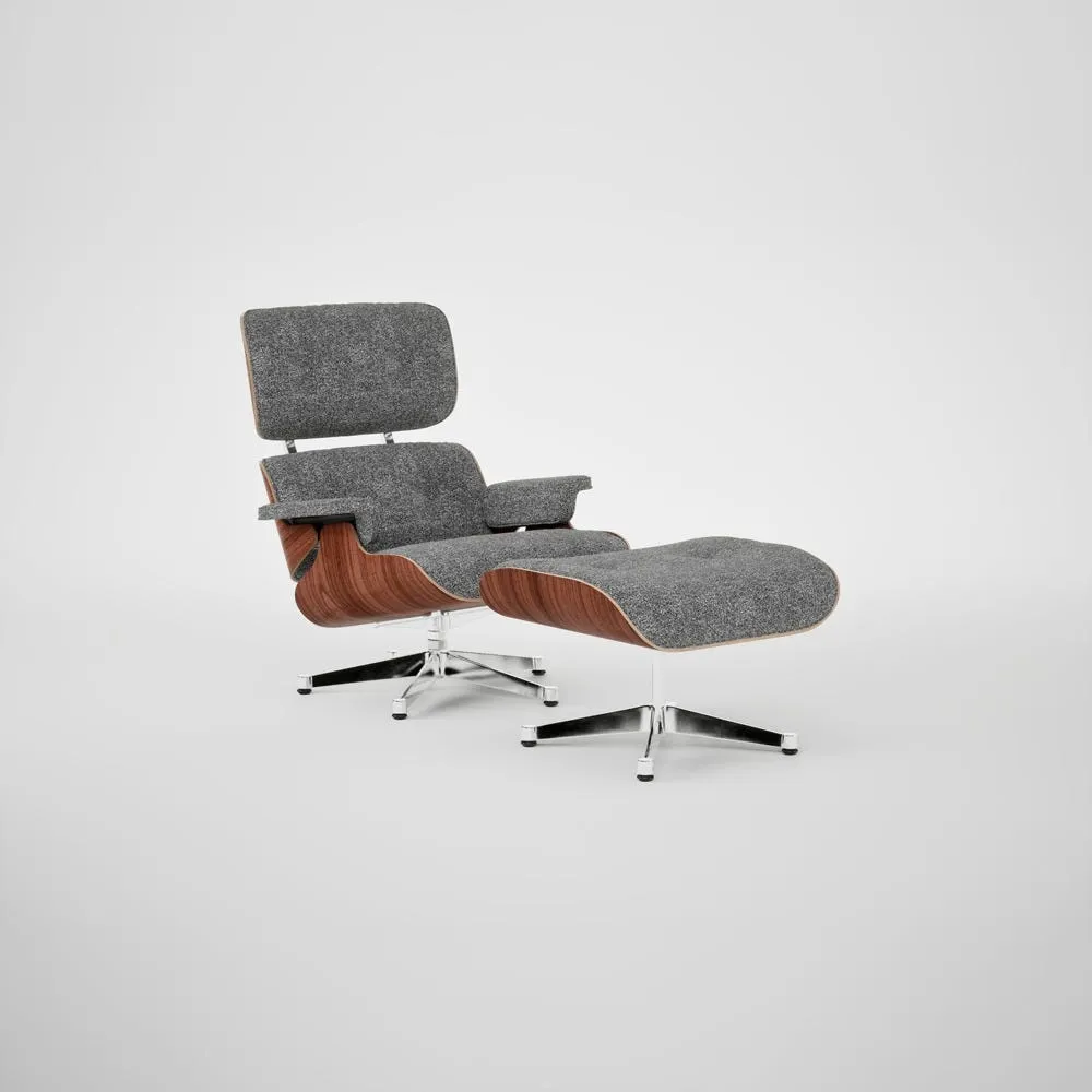 Vitra Eames Lounge Chair & Ottoman Santos Palisander Contemporary Nubia 10 Salt N Pepper Polished Base 05 1