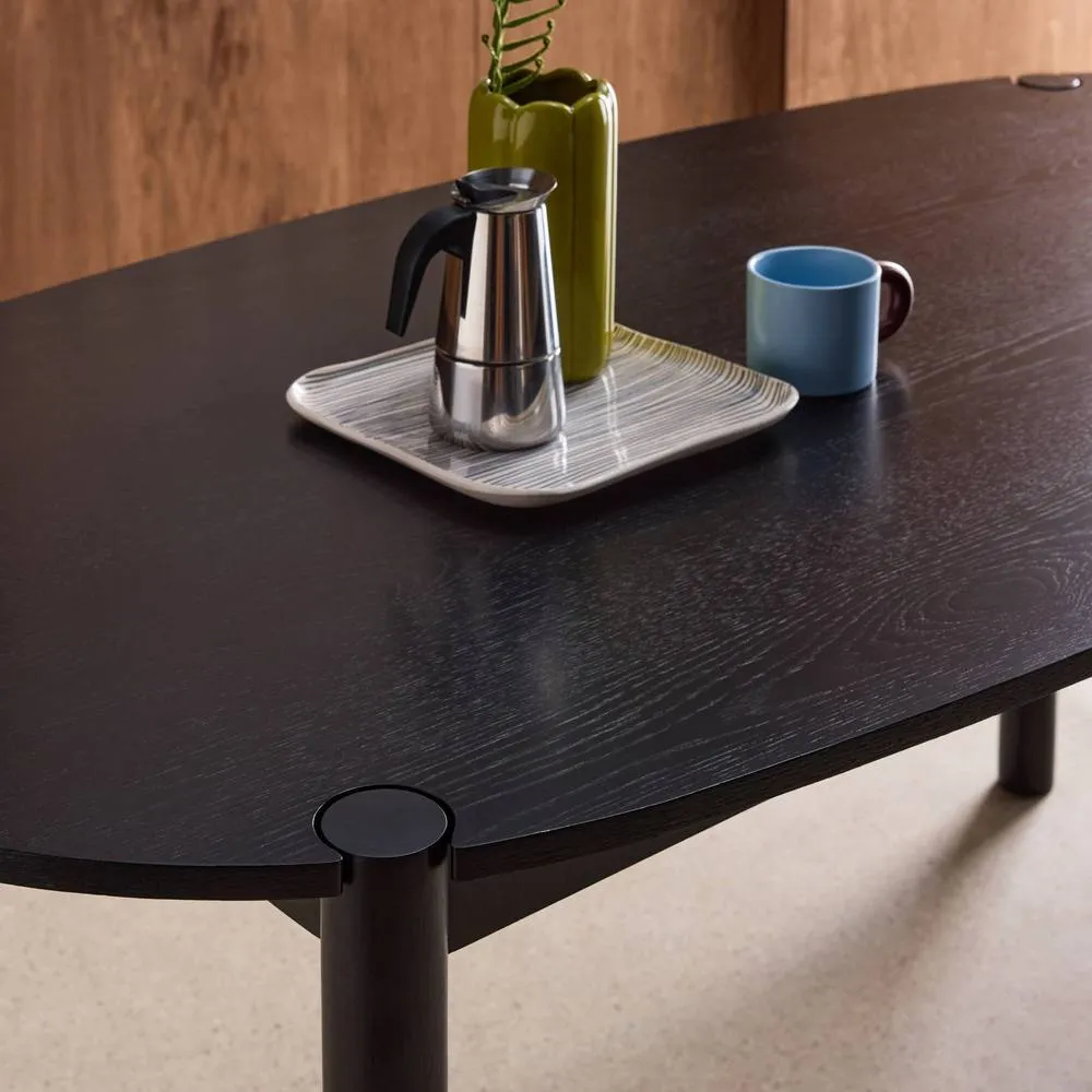 sweeek Oval rubberwood dining table 180cm seats 6 in Black 6