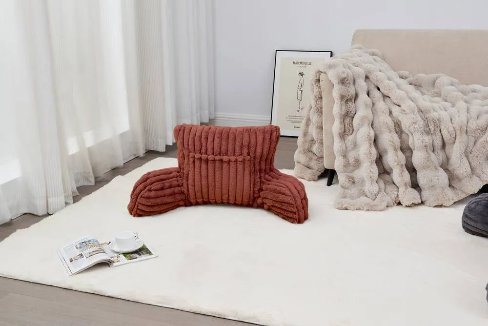 GAVENO CAVAILIA Super Comfy Ribbed Warm Cuddle Cushion in Burnt Orange 3