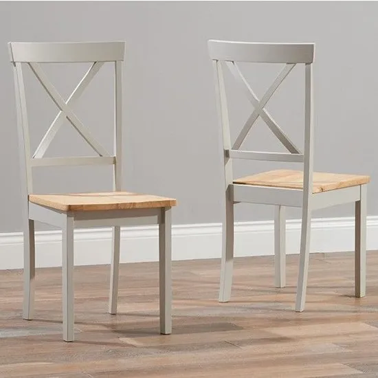 Chartin Wooden Oak And Grey Dining Chairs In Pair