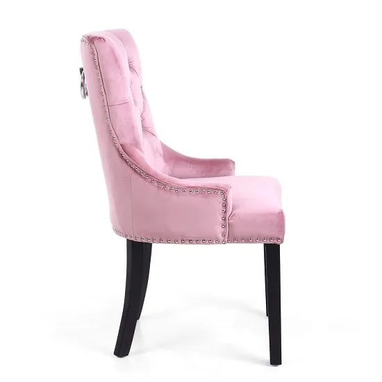 Robbyn Accent Chair In Pink Velvet With Black Rubberwood Legs
