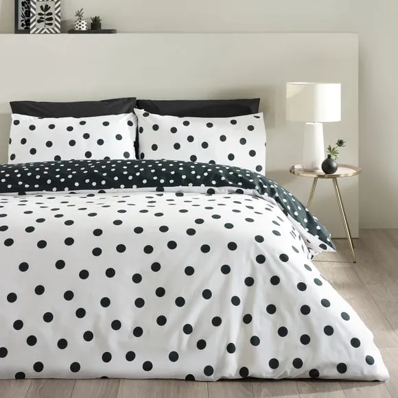 Catherine Lansfield Polka Dot Polycotton Duvet Cover & Pillowcase Set 1